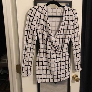 Black and white long sleeved blouse